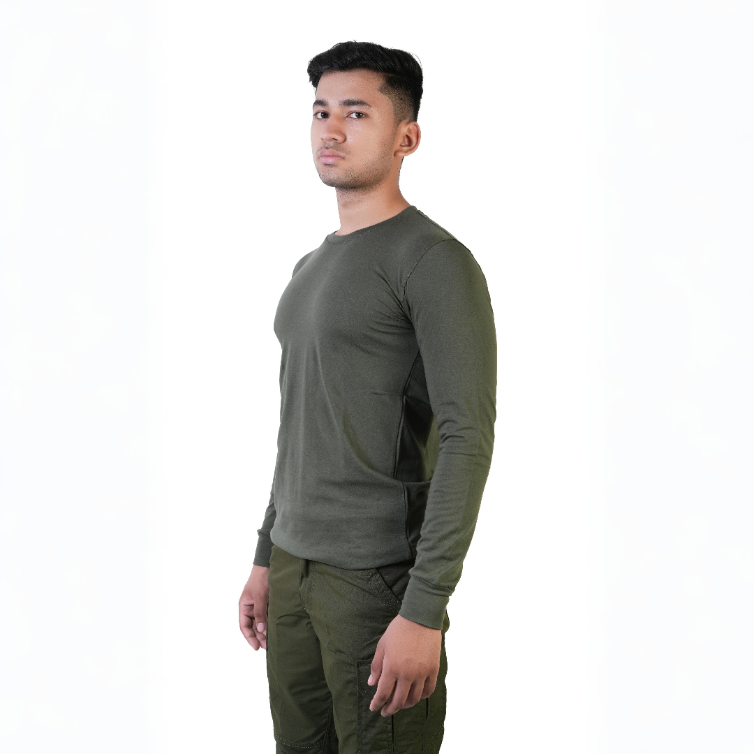 T-Shirt Round Neck Full Sleeves – Military Green