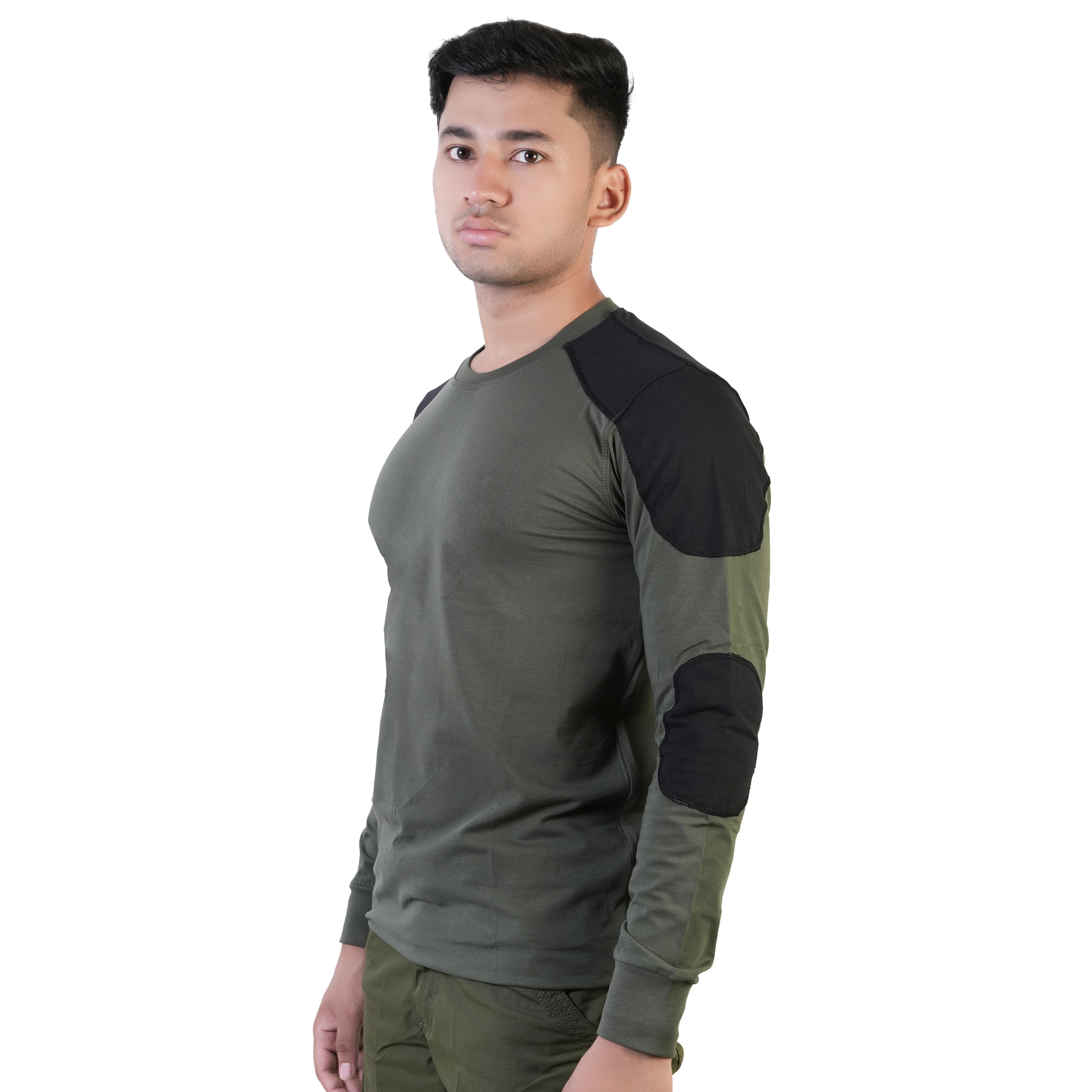 T-Shirt Round Neck Full Sleeves Combination With Patch