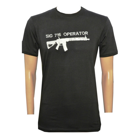 T-Shirt Round Neck Half Sleeves ? SIG 716 Operator Embroidery (Military Green/Black)